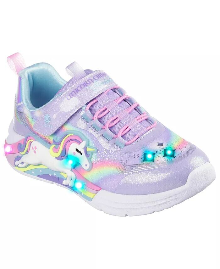 

Повседневные кроссовки с подсветкой Little Girls S-Lights: Unicorn Dreams Stay-Put от Finish Line Skechers, синий
