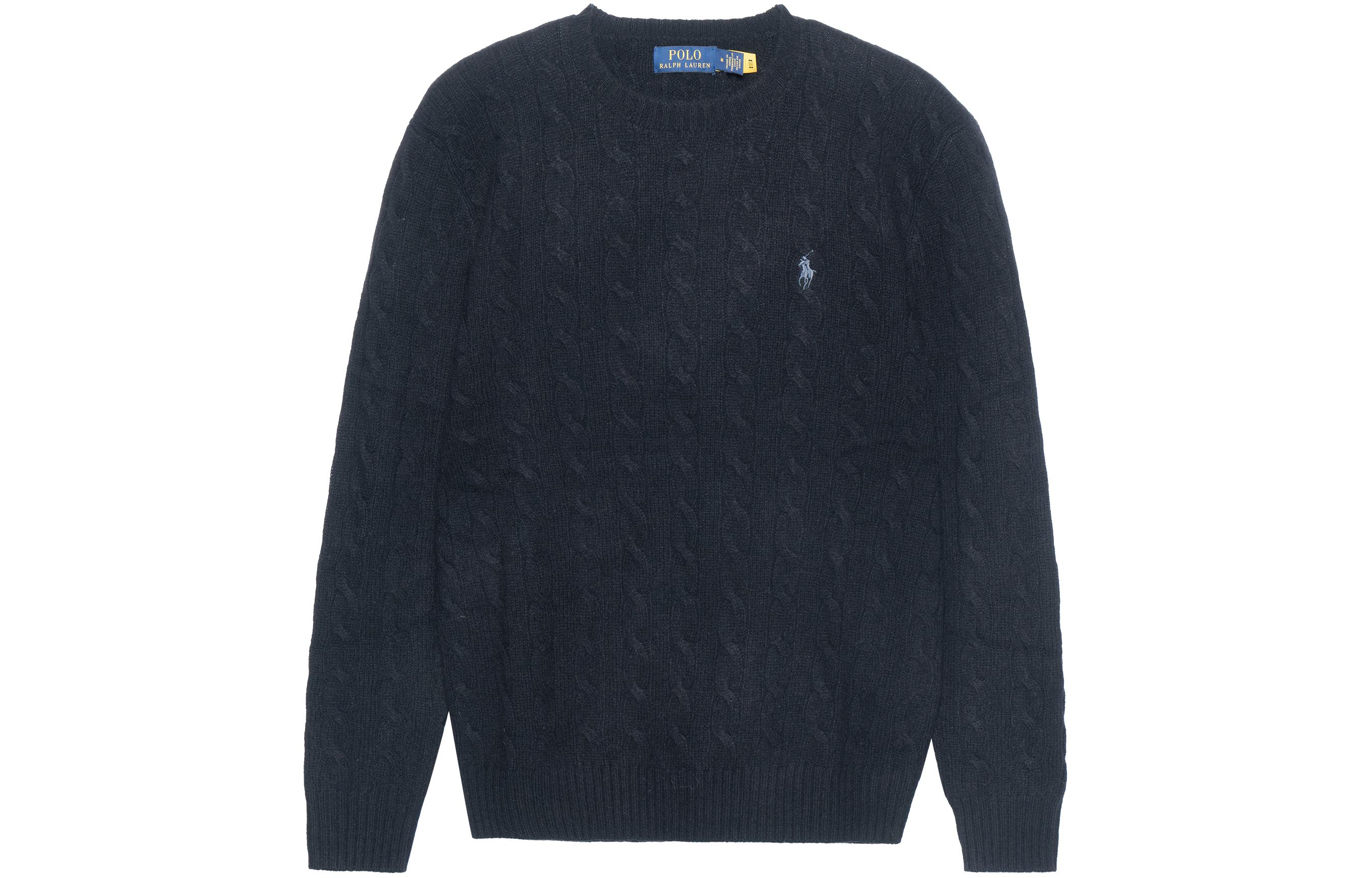 Пони с вышивкой свитер ажурной вязки Polo Ralph Lauren, черный — фото 4