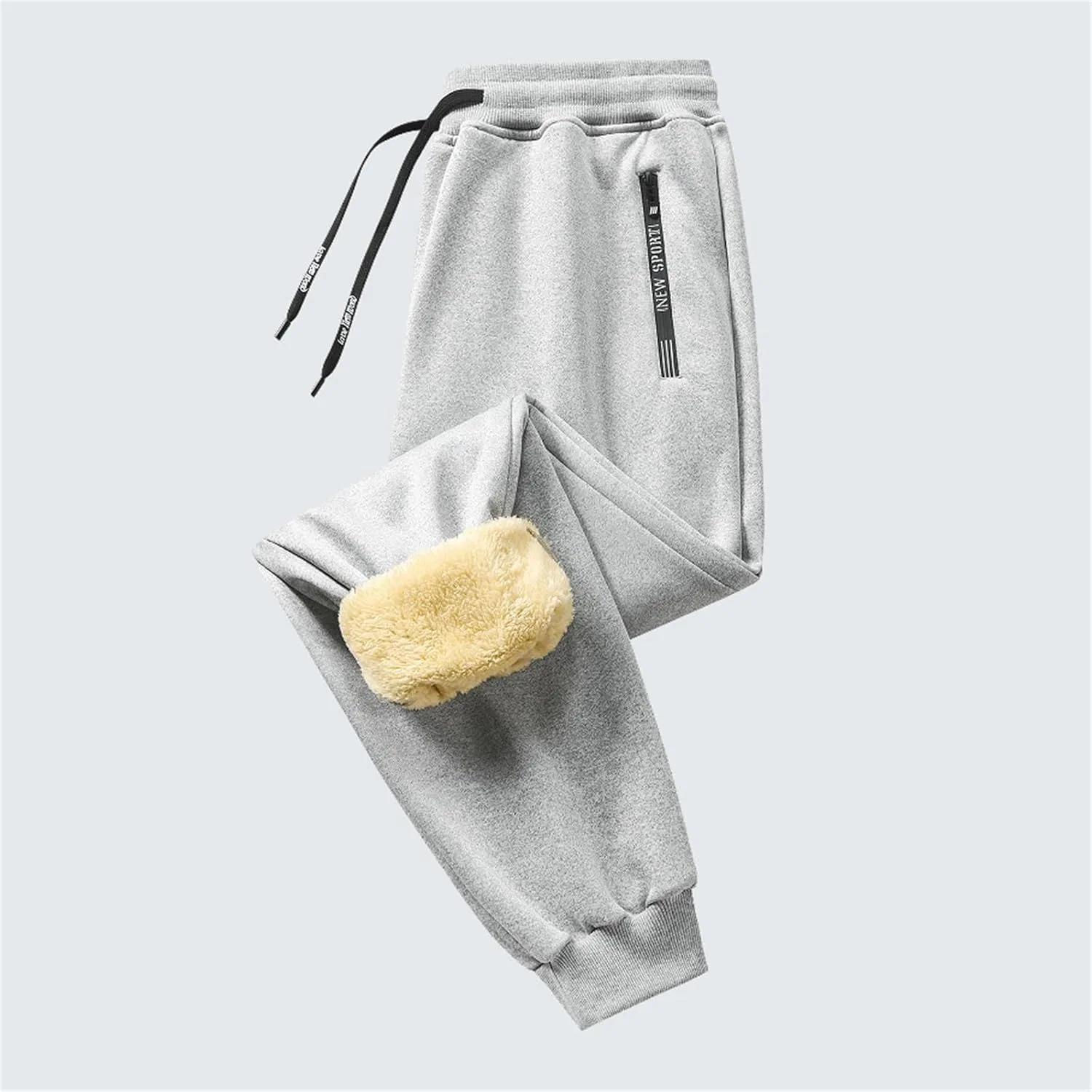 Теплые спортивные брюки с флисовой подкладкой, бренд Generic, цвет light gray — фото 2
