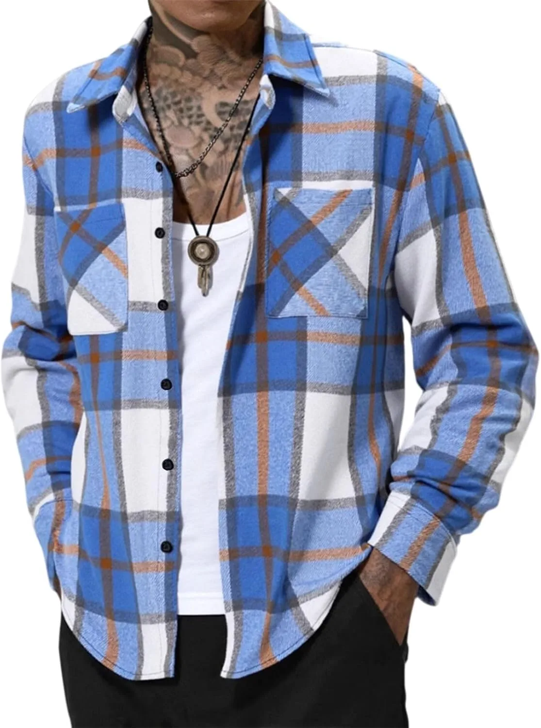 

TWGONE мужская фланелевая рубашка с капюшоном в клетку