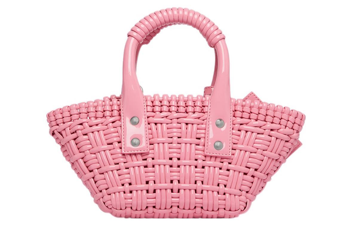 Balenciaga Сумка-корзинка из полиуретана, портативная сумка через плечо, женская сумка через плечо розовая — фото 2
