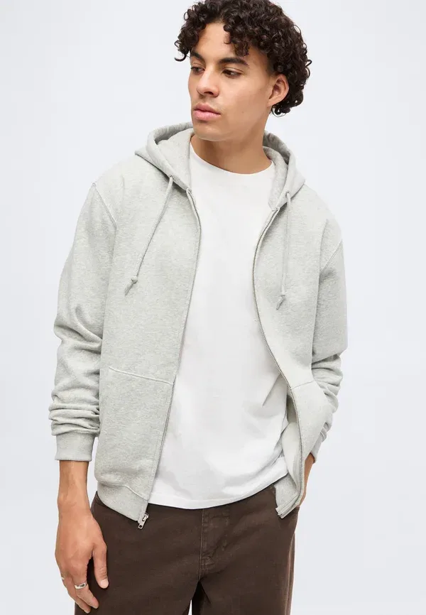 Толстовка на молнии Gap, light heather grey, светло-серый меланж — фото 4