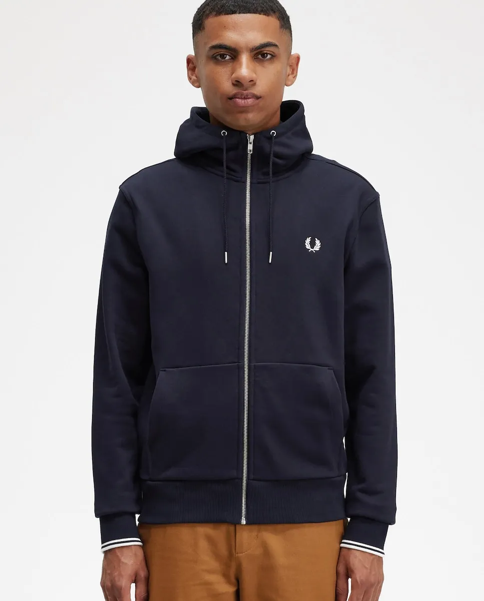 

Мужская толстовка с капюшоном и застежкой-молнией Fred Perry, тёмно-синий