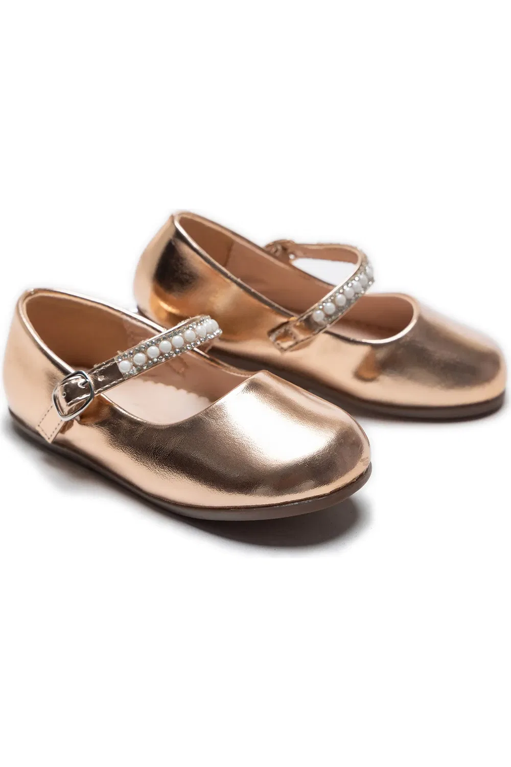 Балетки детские с жемчужной лентой Margot Pearl Band Tulleen, Champagne — фото 3