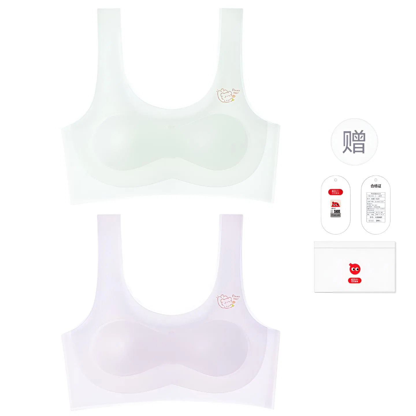 Детская майка для девочек с антиниппельной технологией Red bean, Light Green-Light Purple