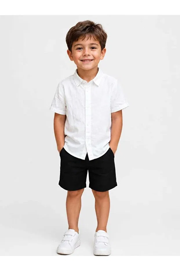 Детская рубашка для мальчиков хлопковая Basics Asg, White — фото 3