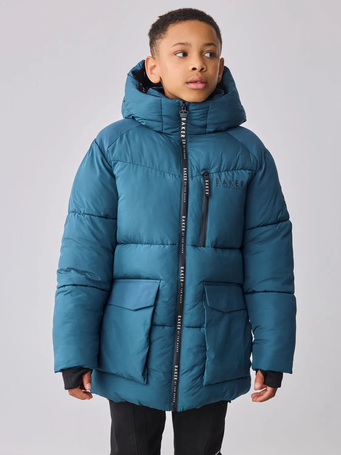 Пуховик средней длины Baker by Ted Baker, синий
