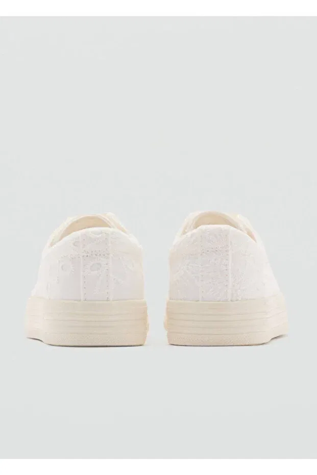 Детские кроссовки для девочек с вышивкой Mango Kids, White — фото 4