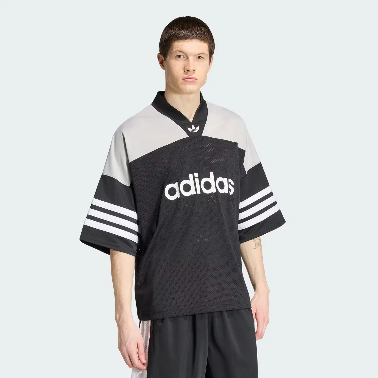 Мужская футбольная футболка оверсайз Adicolor Oversized Soccer Jersey Adidas Originals, черный/белый
