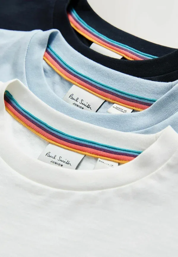 Футболка хлопковая Paul Smith Junior, белый/черный/синий — фото 2