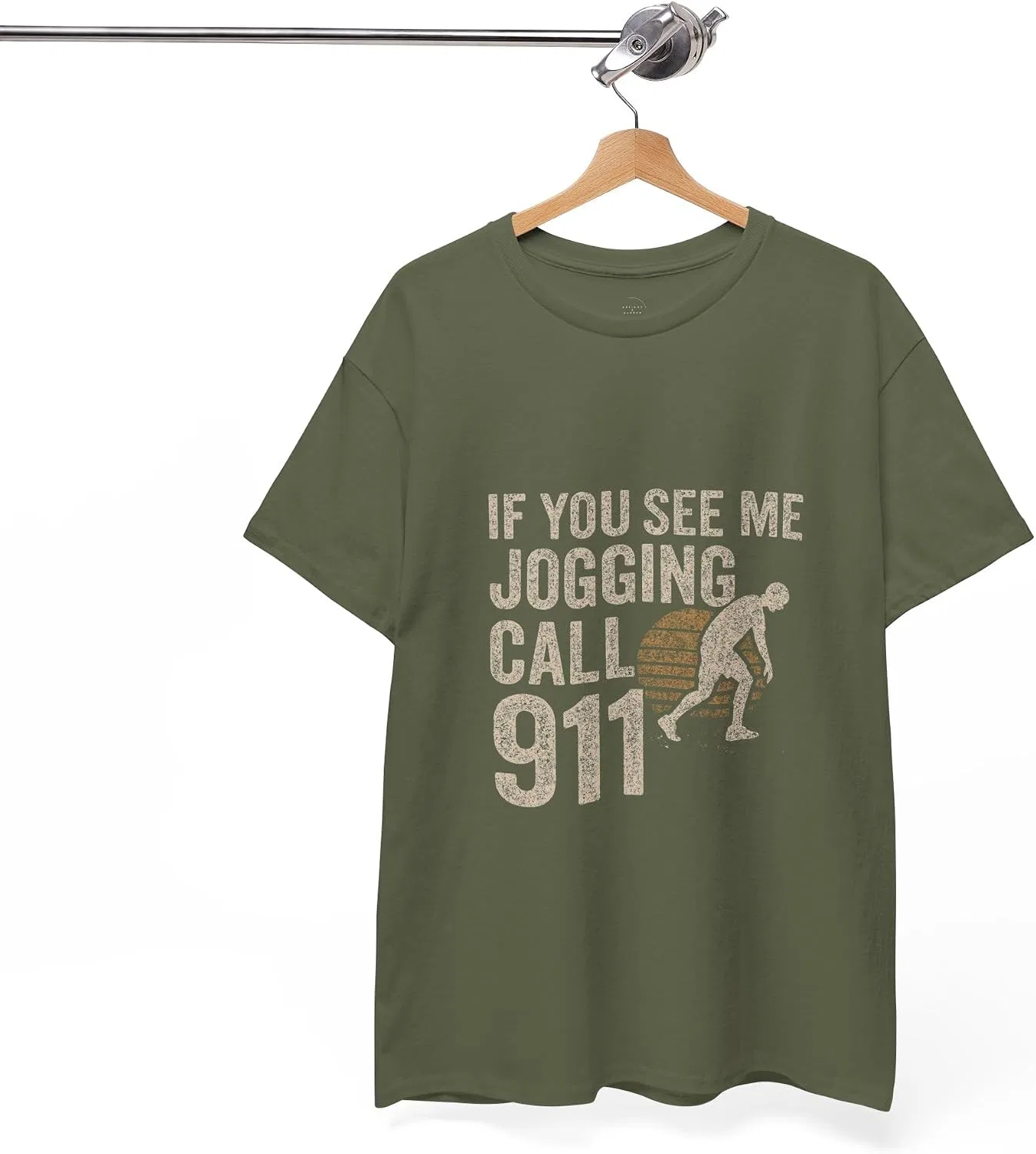 Мужская футболка с принтом бегуна Gildan 5000, Military Green — фото 4