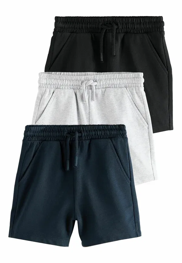 Шорты хлопковые regular fit jersey shorts 3 pack Next Black, Grey, Navy Blue, черный/темно-синий/серый