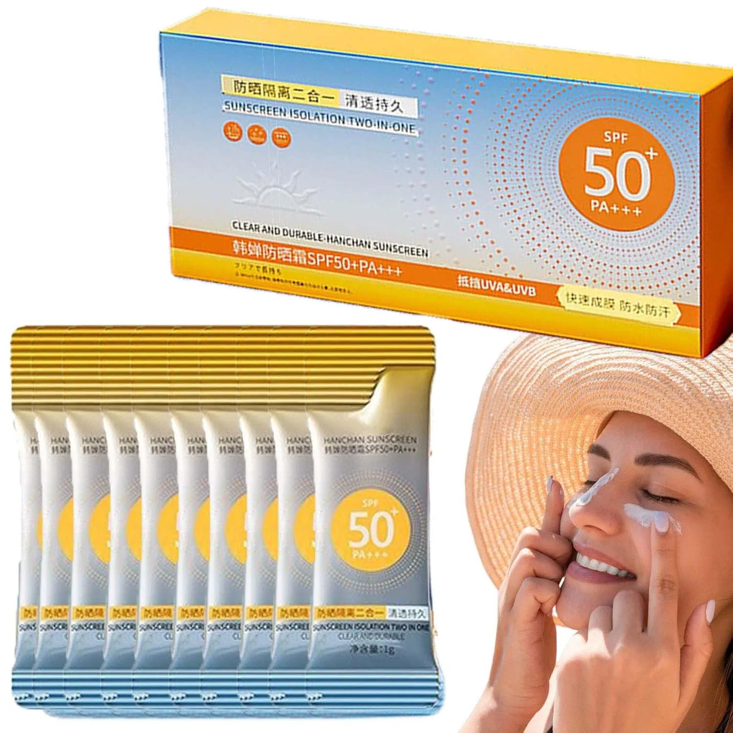 Солнцезащитный крем SPF 50+, 50 мини-тюбиков, 1 шт. Generic