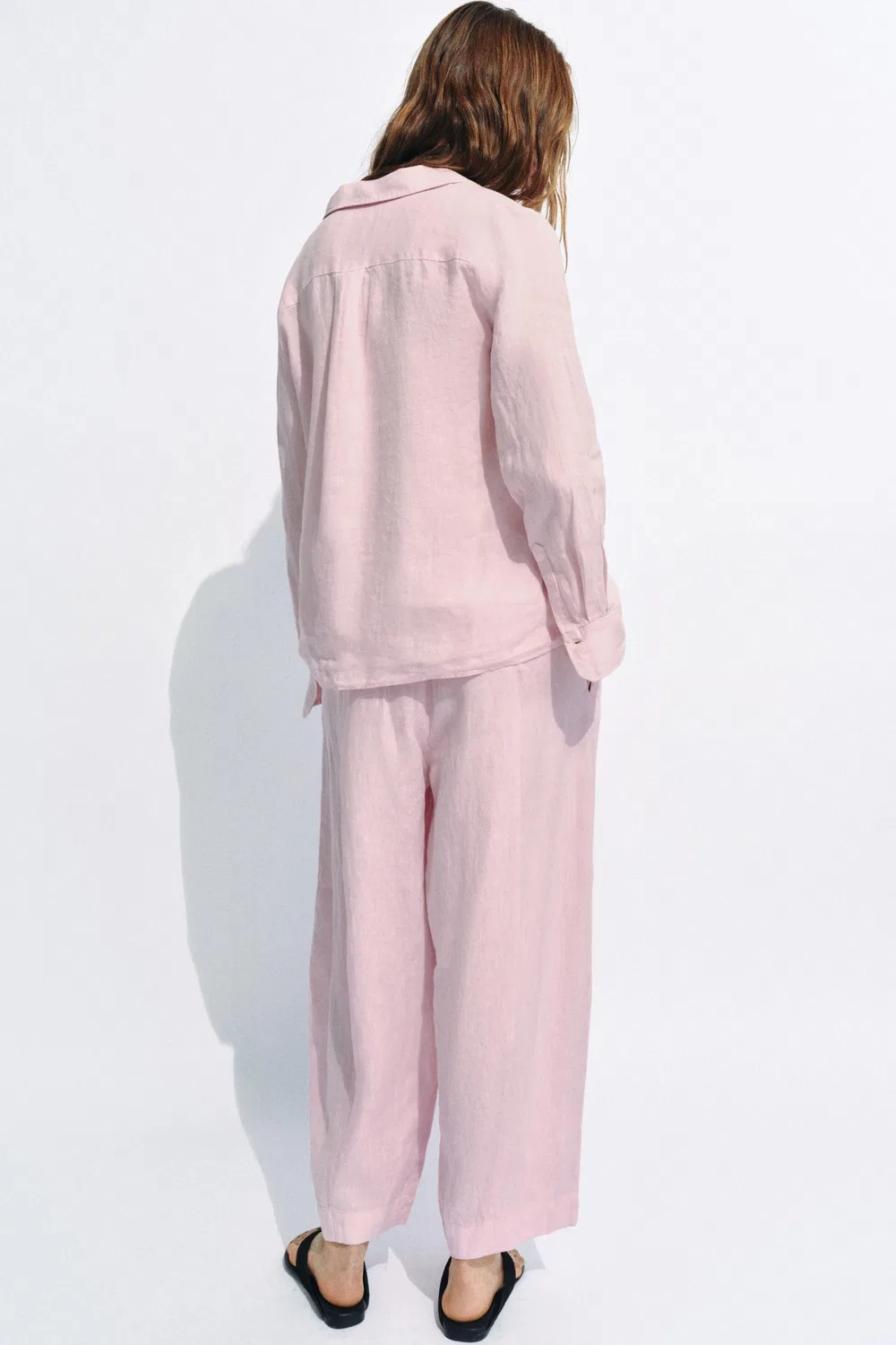 Льняная рубашка с карманом из коллекции ZW. ZARA, Light mauve — фото 3
