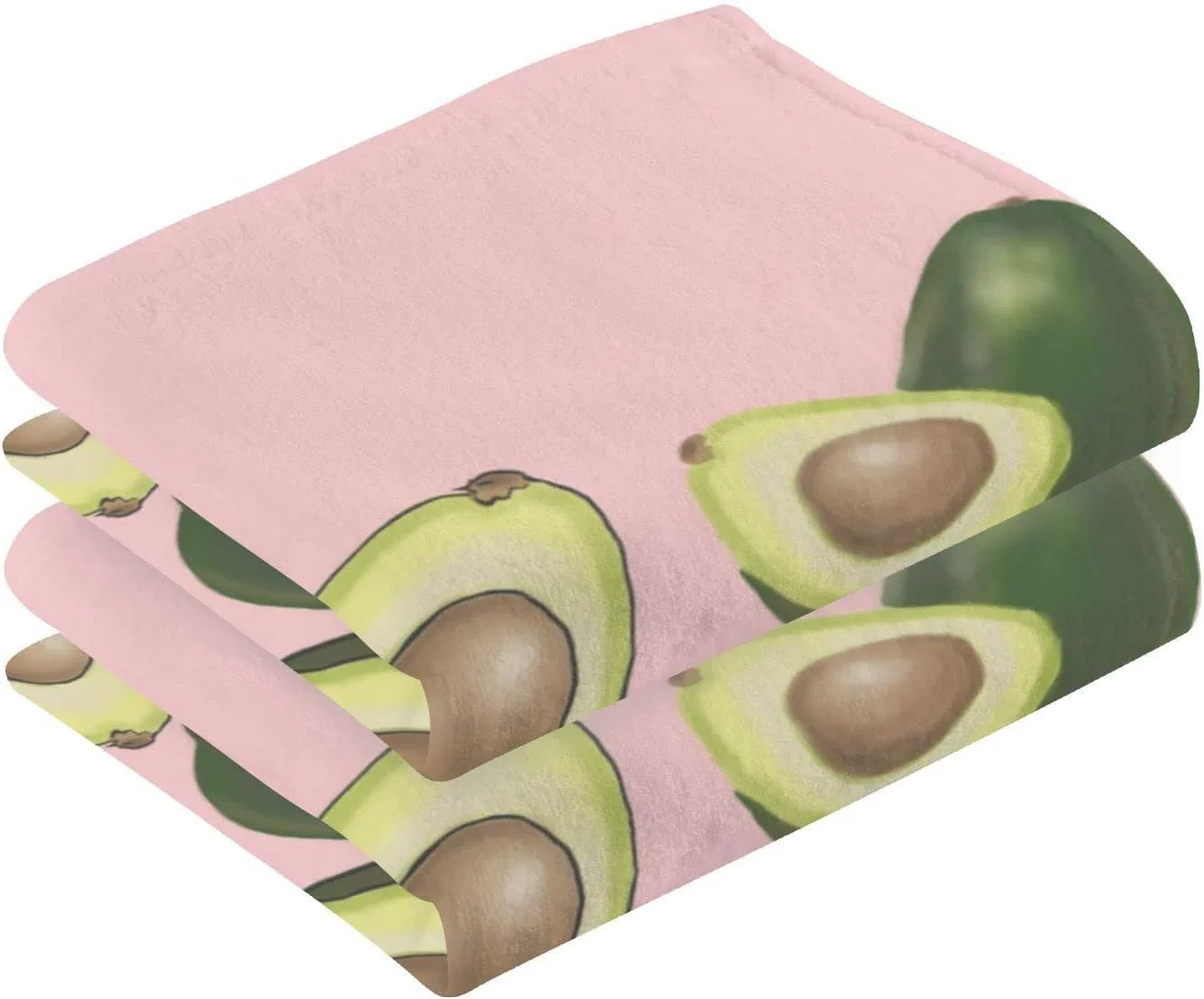 2-шт Набор лицевых полотенец Avocado-Früchte auf Rosa Poeticcity, чистый хлопок, впитывающие, мягкие — фото 2