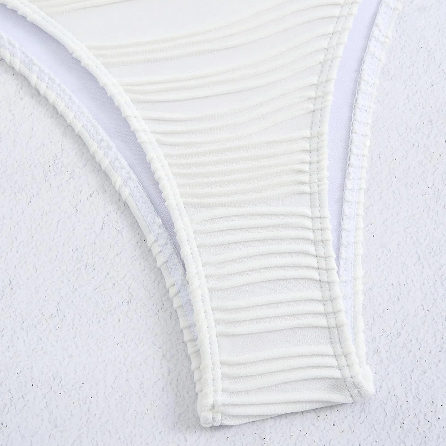 Женский бикини-комплект с косточками вырезом U, White — фото 2