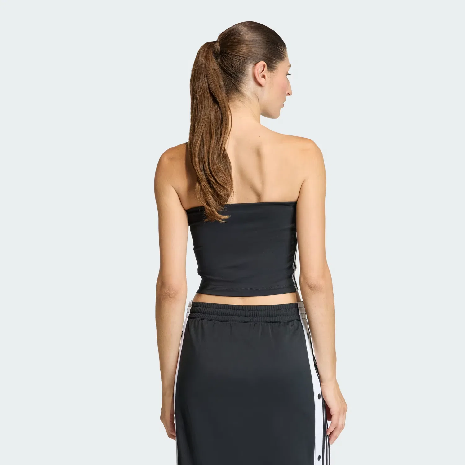 Приталенный топ-бандо 3-Stripes Tube Top Adidas Originals, черный/белый — фото 2