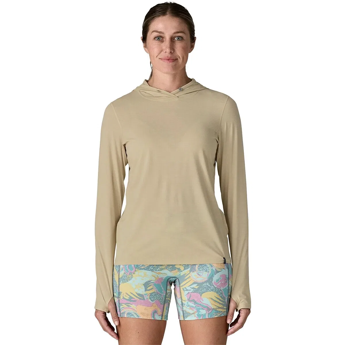 Женское худи с длинным рукавом Capilene Cool Ultra Hoodie Patagonia, Pumice/Dyno White X-Dye