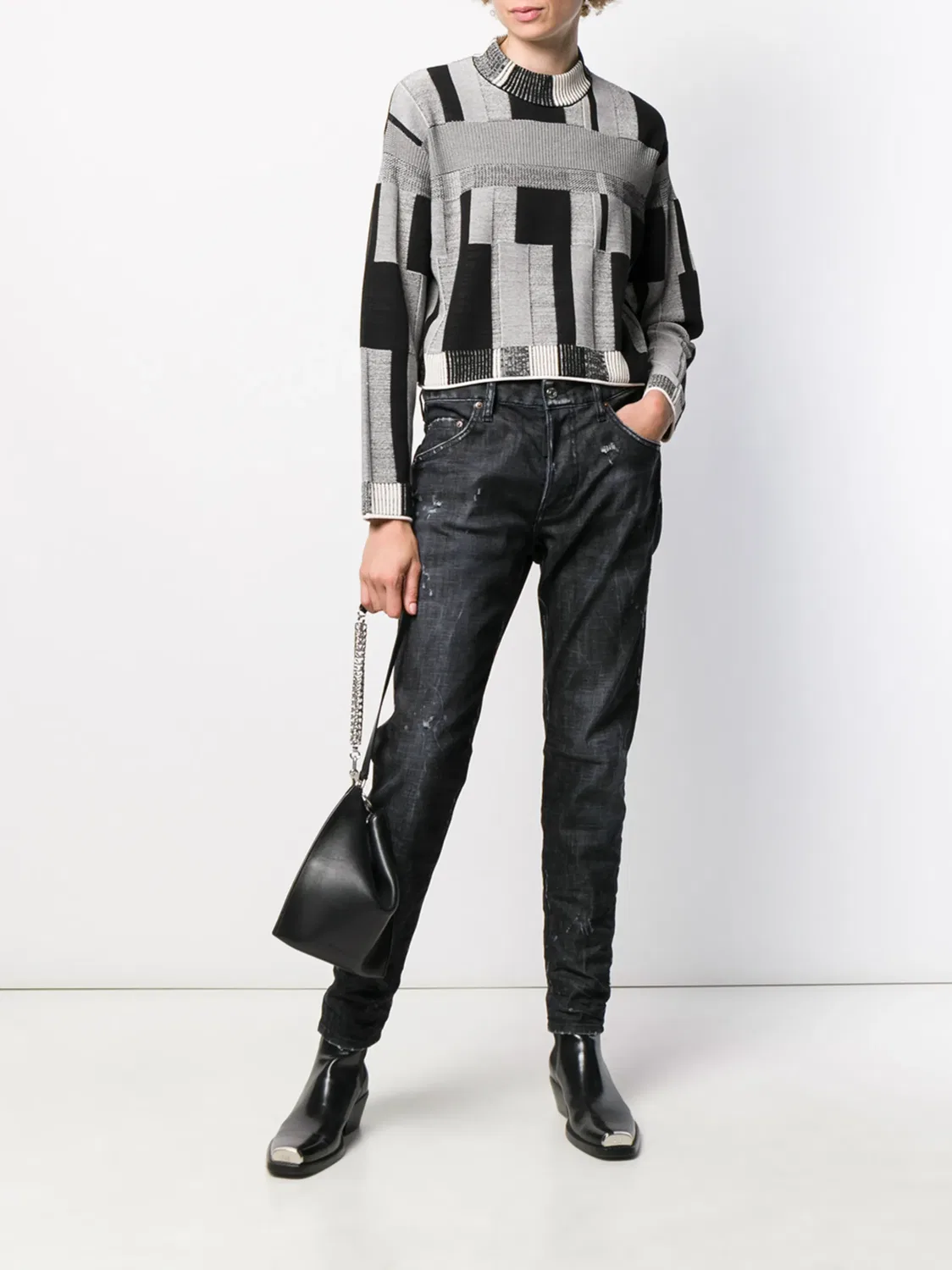 Джинсы прямого кроя с эффектом потертости Dsquared2, черный — фото 2