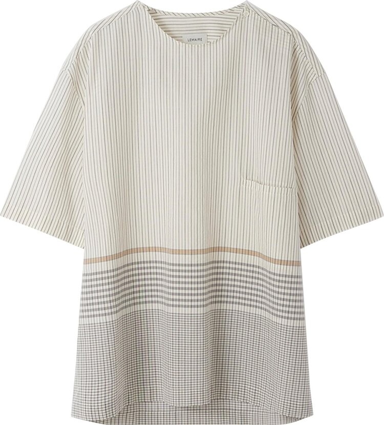 

Рубашка Lemaire Button Neck Shirt 'Carbon/Ecru', разноцветный