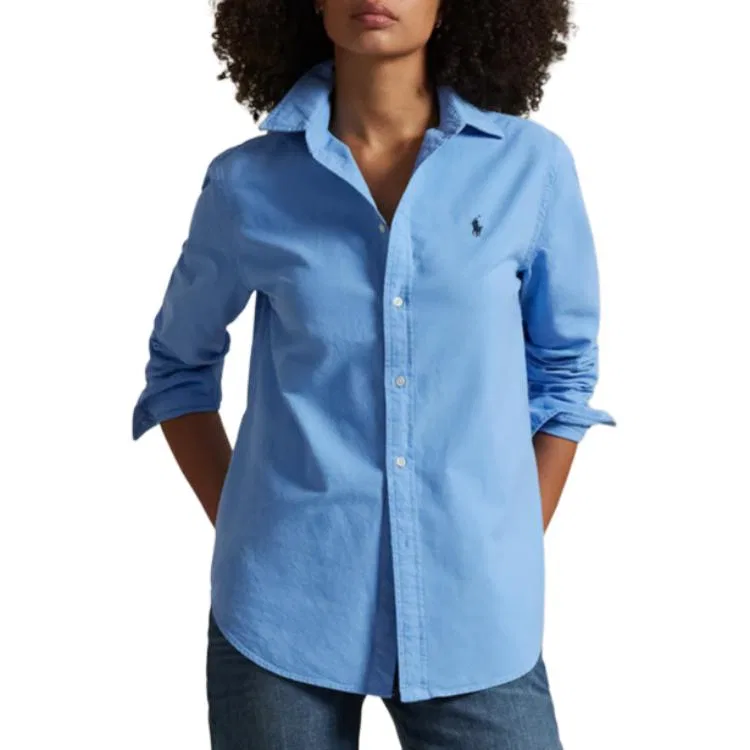 Женская рубашка с вышивкой Iconic Logo Polo Ralph Lauren, Dark Blue — фото 4