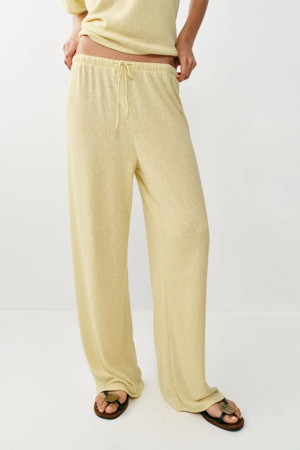 Деревенские широкие брюки ZARA, Light Yellow — фото 2