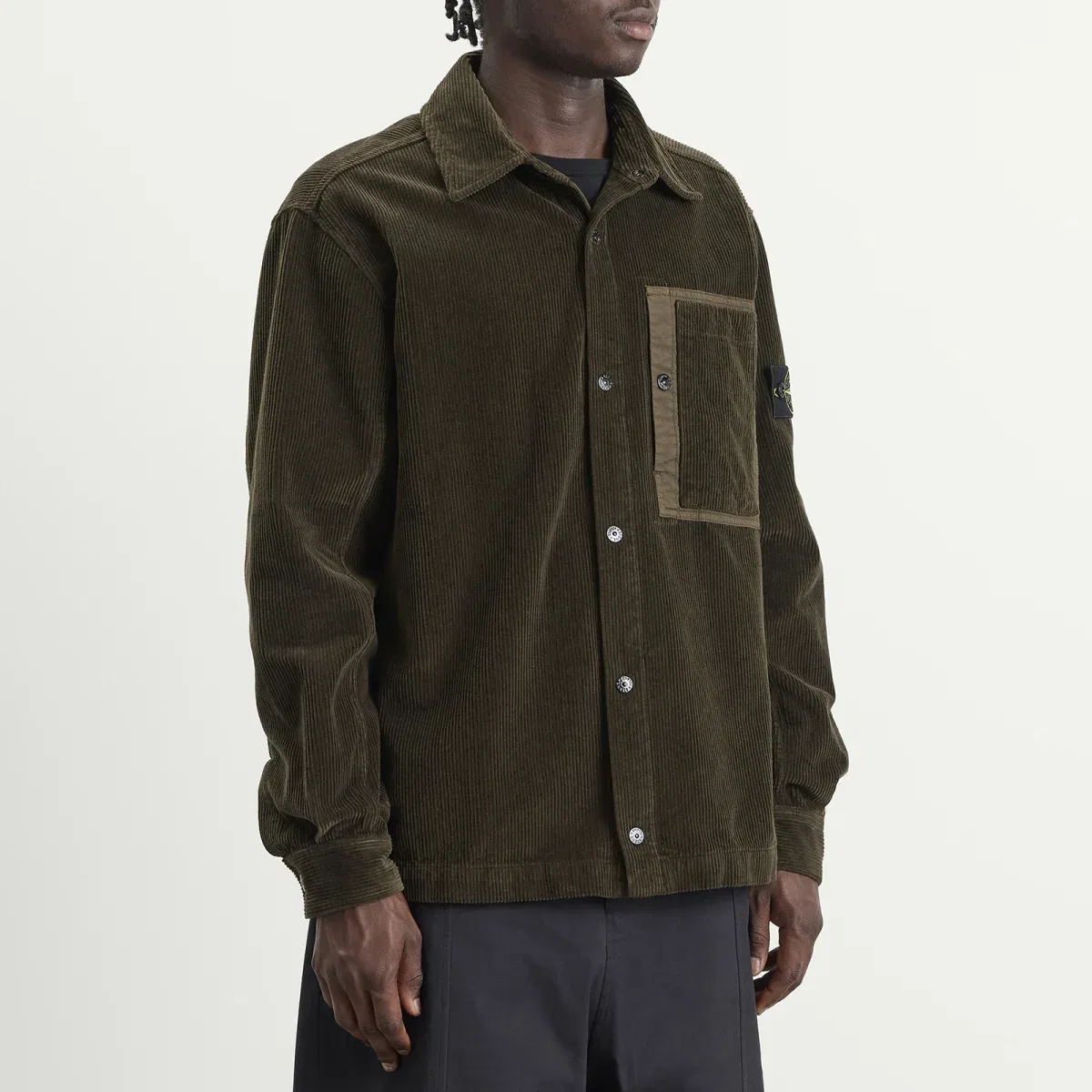 Органическая хлопковая вельветовая рубашка-оверширт Stone Island, Charcoal — фото 2