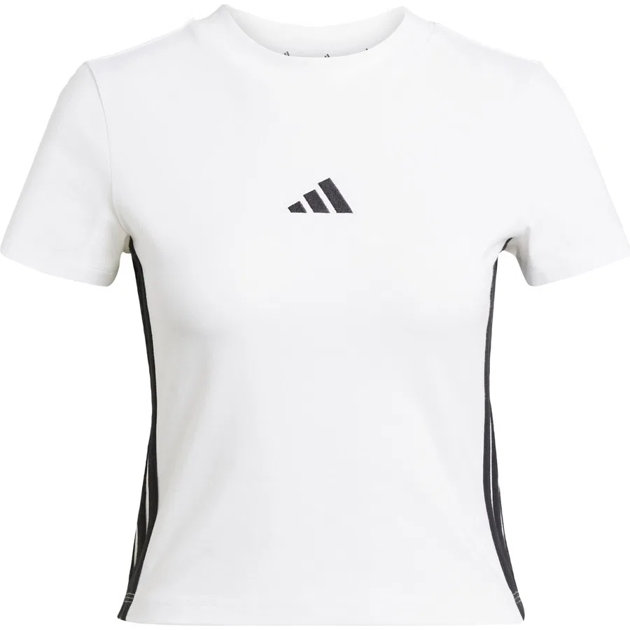 Футболка с длинным рукавом Essentials 3-Stripes Slim Baby Tee adidas, Бело-черный — фото 3