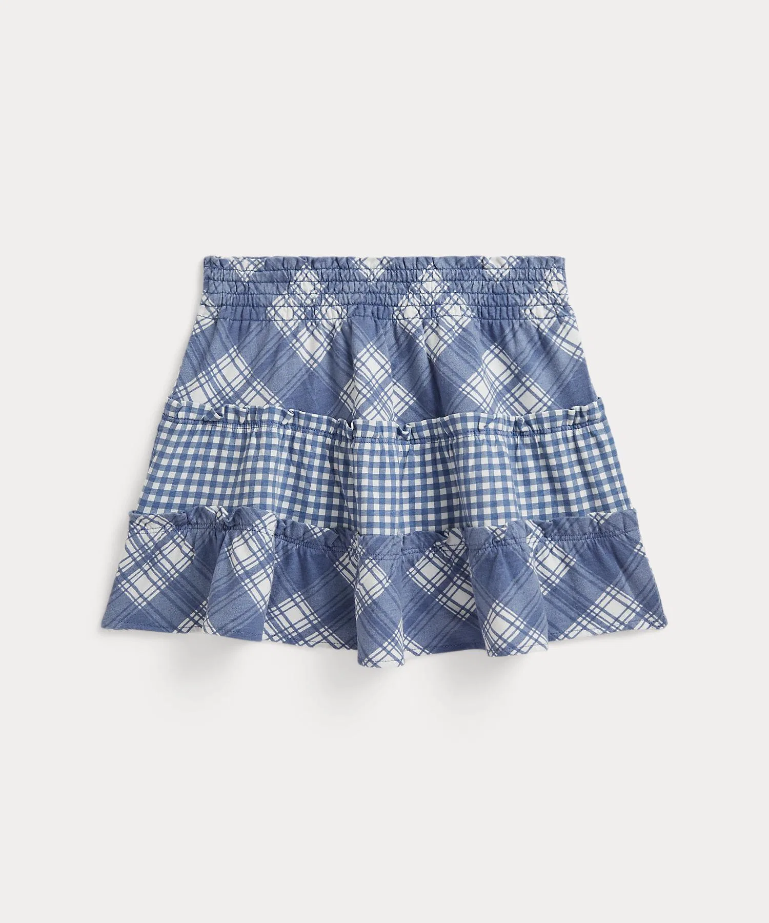 Детская юбка POLO RALPH LAUREN CHILDRENSWEAR в клетку с оборками тёмно-синяя — фото 2