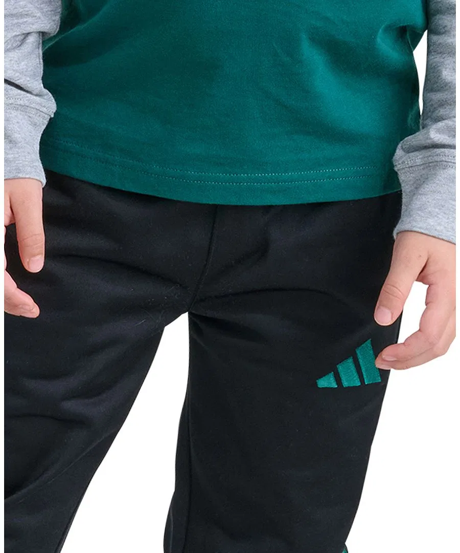 Комплект из футболки с длинным рукавом и брюк, с принтом adidas, Collegiate Green Black — фото 4