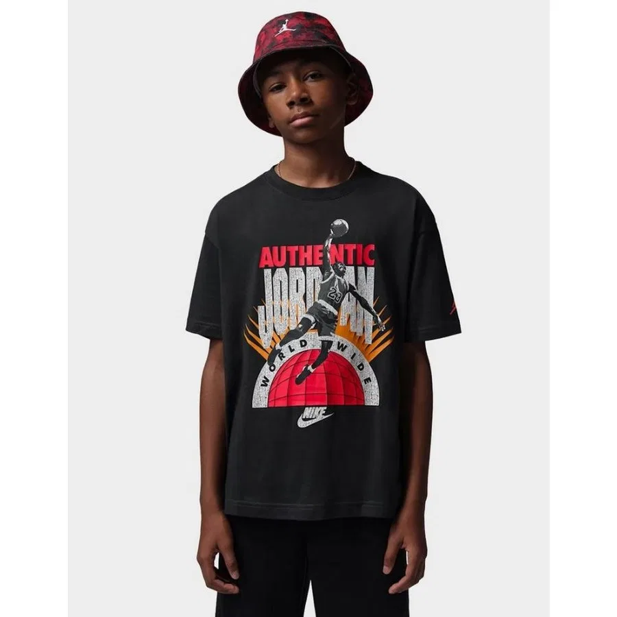 Детская футболка с длинным рукавом Jordan Authentic Nike, Черно-красный