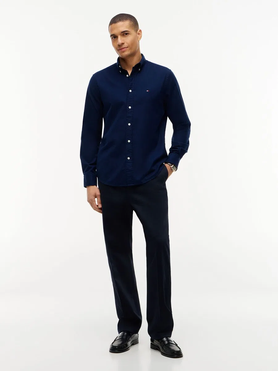 Рубашка на пуговицах TOMMY HILFIGER Comfort fit, темно-синяя — фото 4