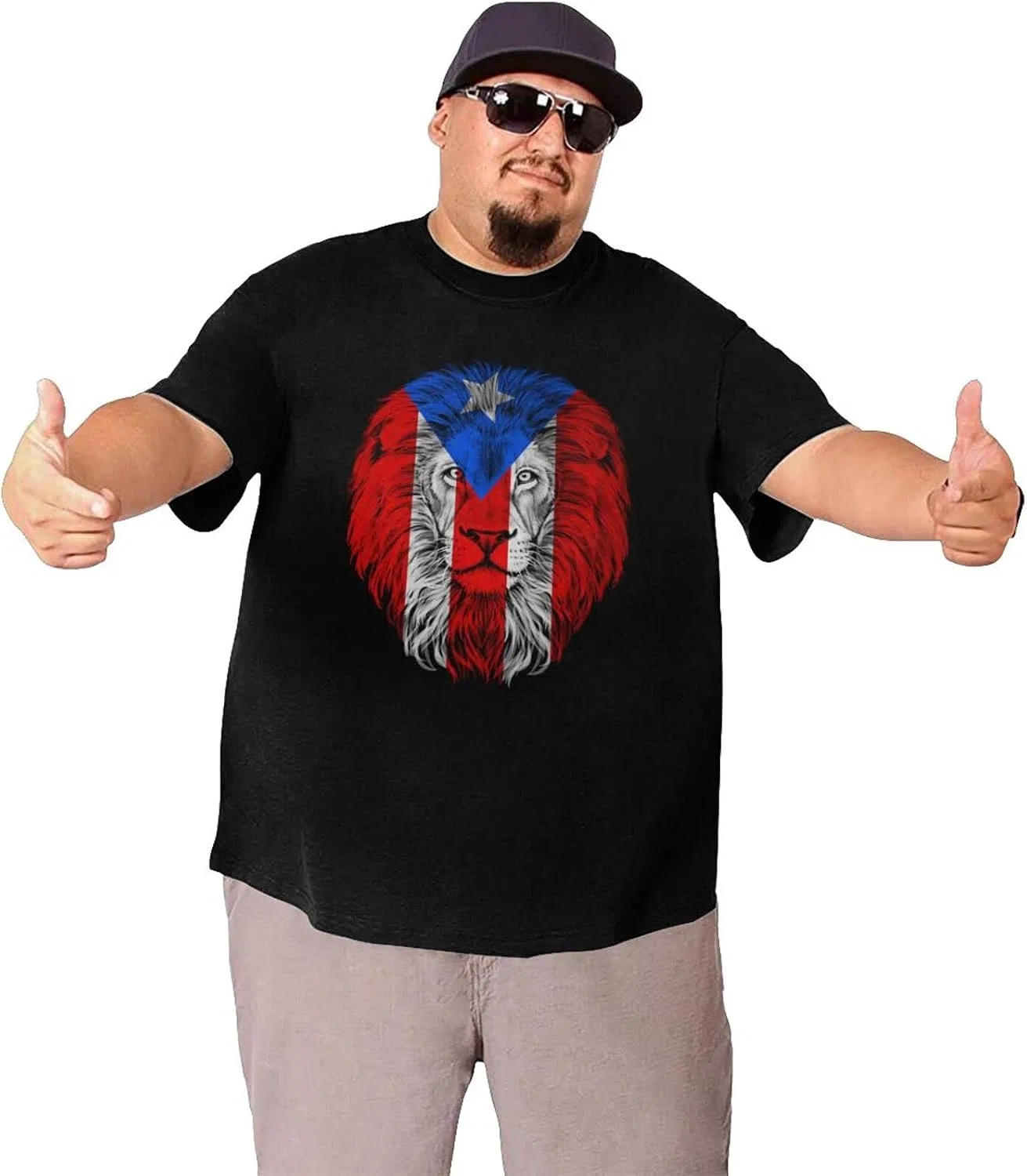 Мужская футболка с принтом Regular Fit, Cotton, Puerto Rico Flag Lion — фото 3