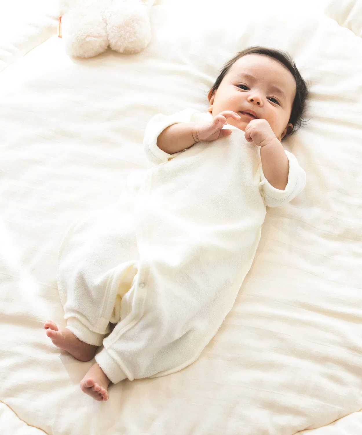 Детский комбинезон-боди из махровой ткани, модель smile cotton × Kodomo Beams, Off White — фото 3