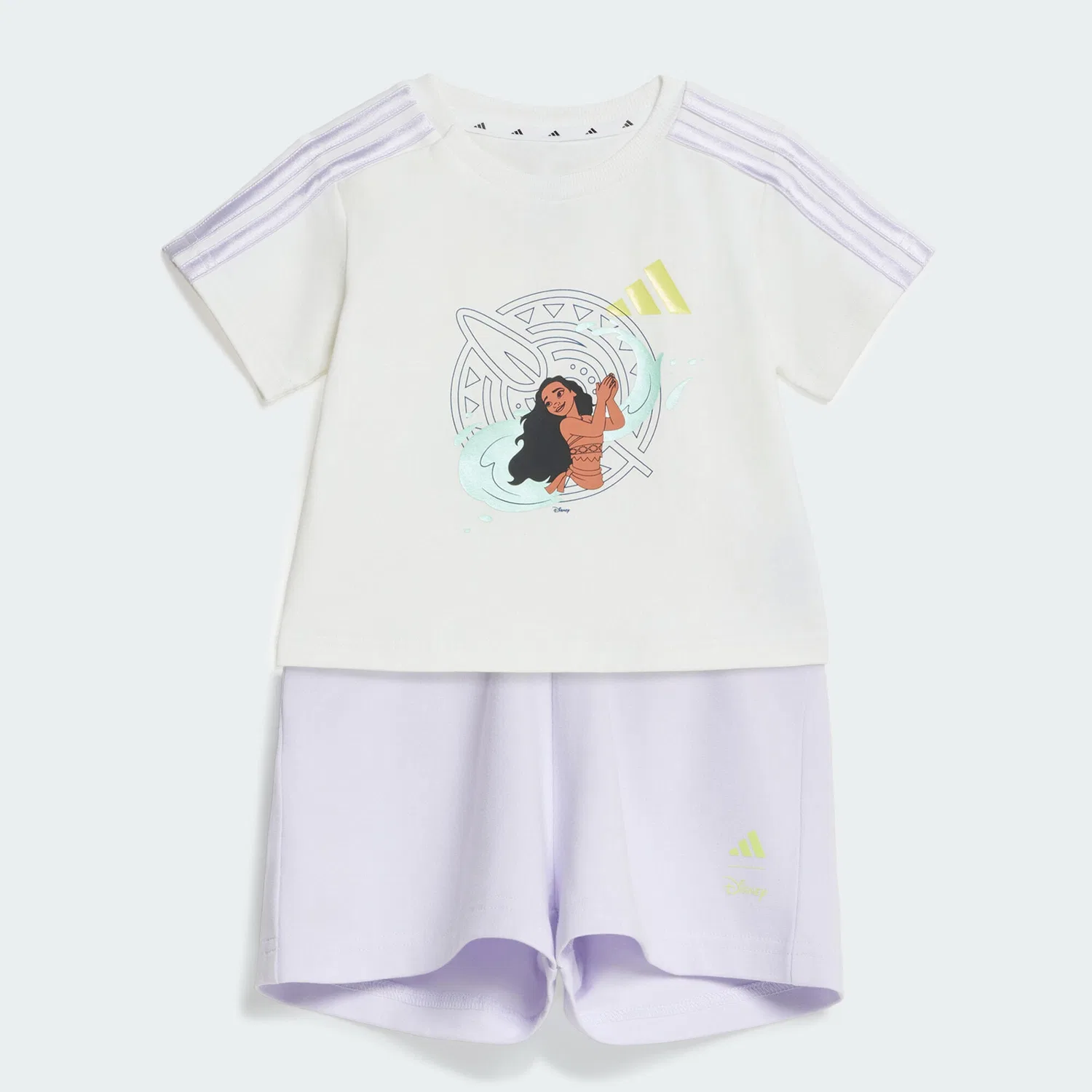 Детский комплект из футболки и шорт с принтом Disney Adidas, Цвет Weiss Hellgelb — фото 3