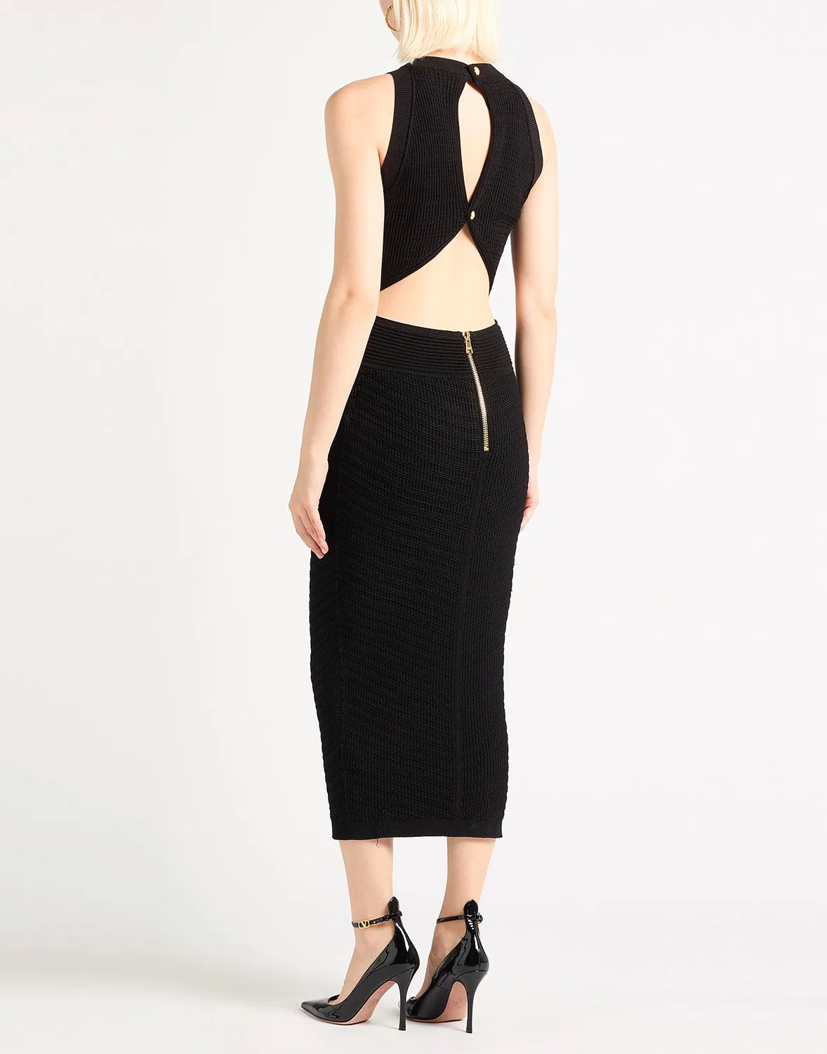 Женское платье-бодикон с открытой спиной Black Balmain, черный — фото 3