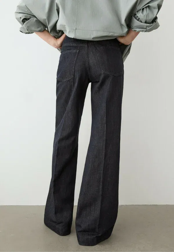 Брюки деним Wide leg Massimo Dutti, темно-синий — фото 4