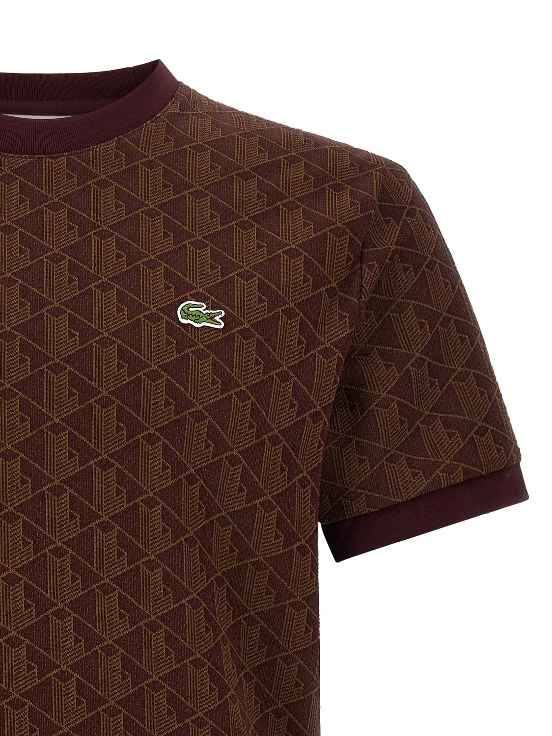 Футболка из жаккарда с монограммой Lacoste, коричневый — фото 3