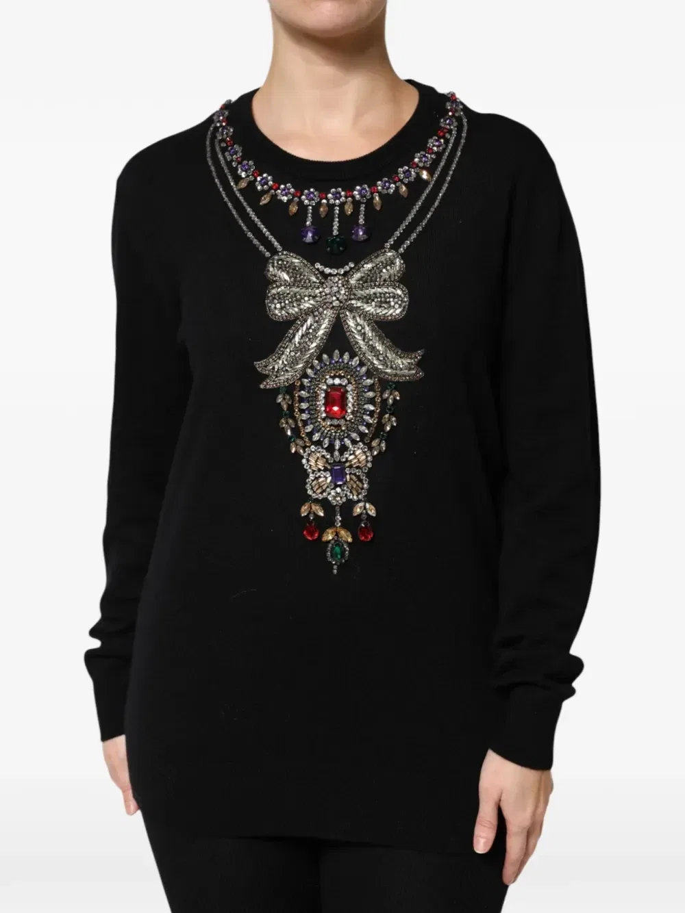 Свитер с кристаллами DOLCE & GABBANA, черный