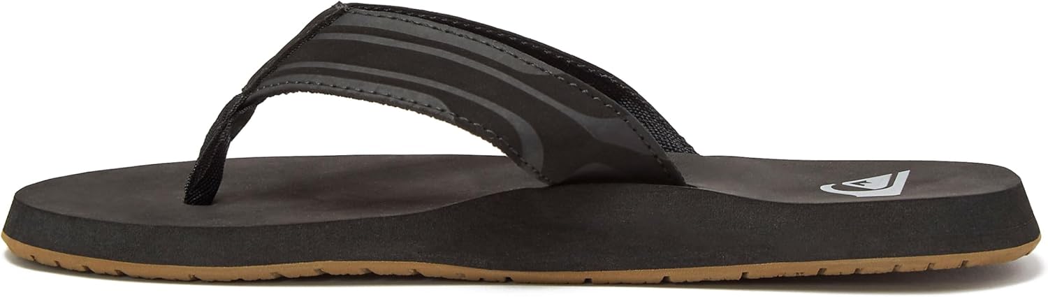 Мужские шлепанцы Quiksilver Monkey Wrench, спортивные с поддержкой свода стопы, размеры 6-15, мужские шлепки-сланцы, черный/коричневый — фото 3