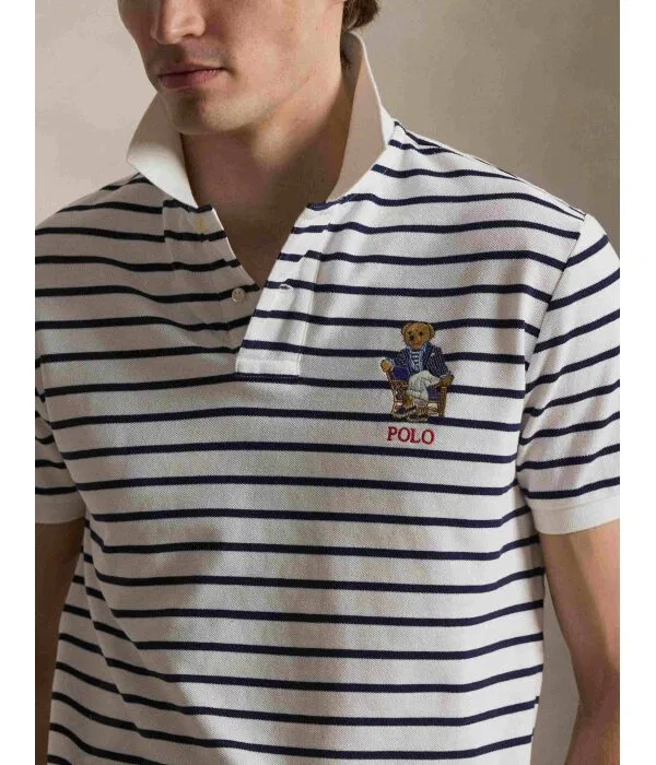 Мужское поло с коротким рукавом Polo Custom Slim Fit Polo Ralph Lauren, белый — фото 4