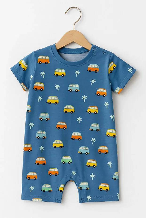 Детский комбинезон с коротким рукавом с принтом For My Baby, Dark Blue — фото 2