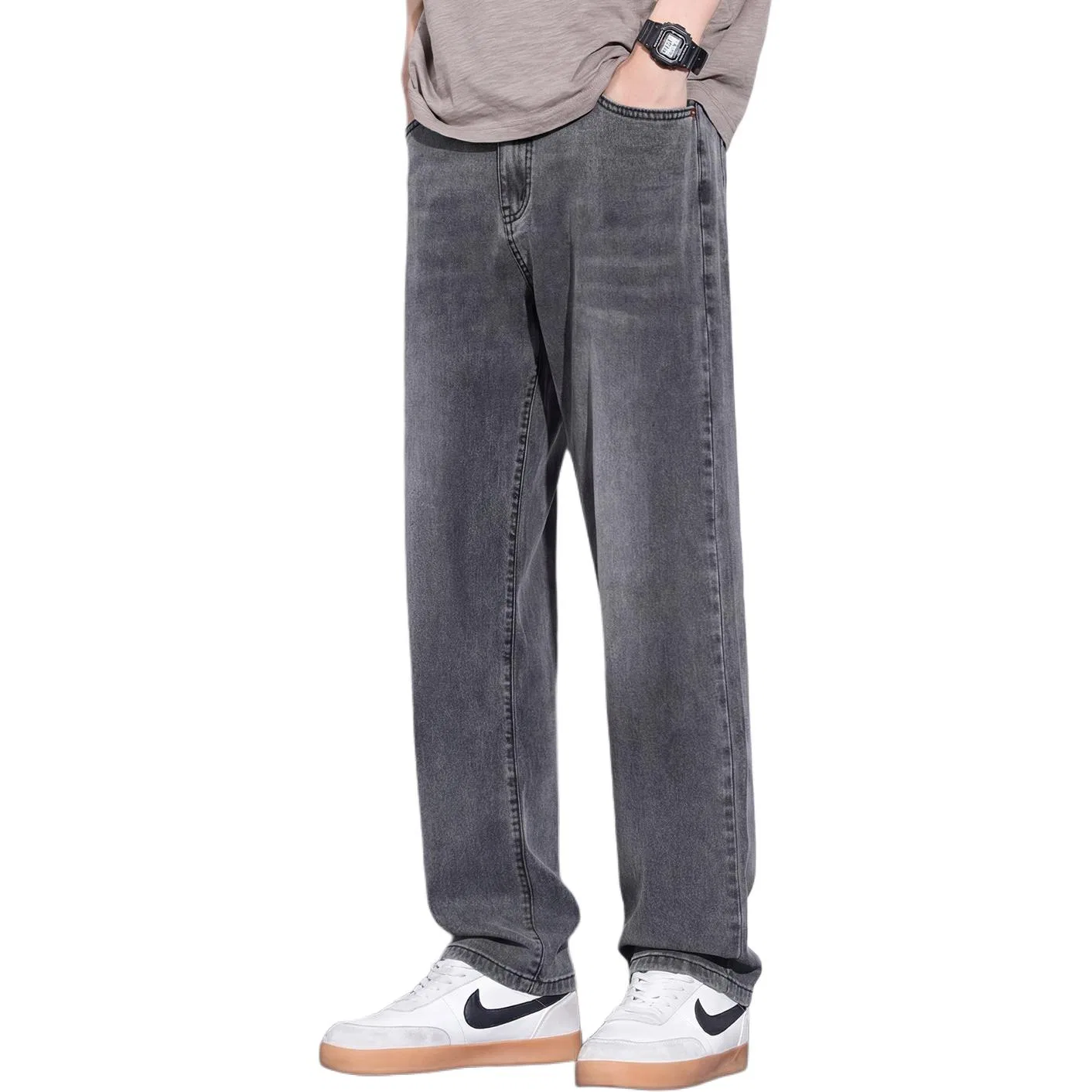 Детские джинсы прямого кроя с заниженной талией Tencel Thin Stretch Loose Straight Leg Jeans Tonlion, Light Blue — фото 4