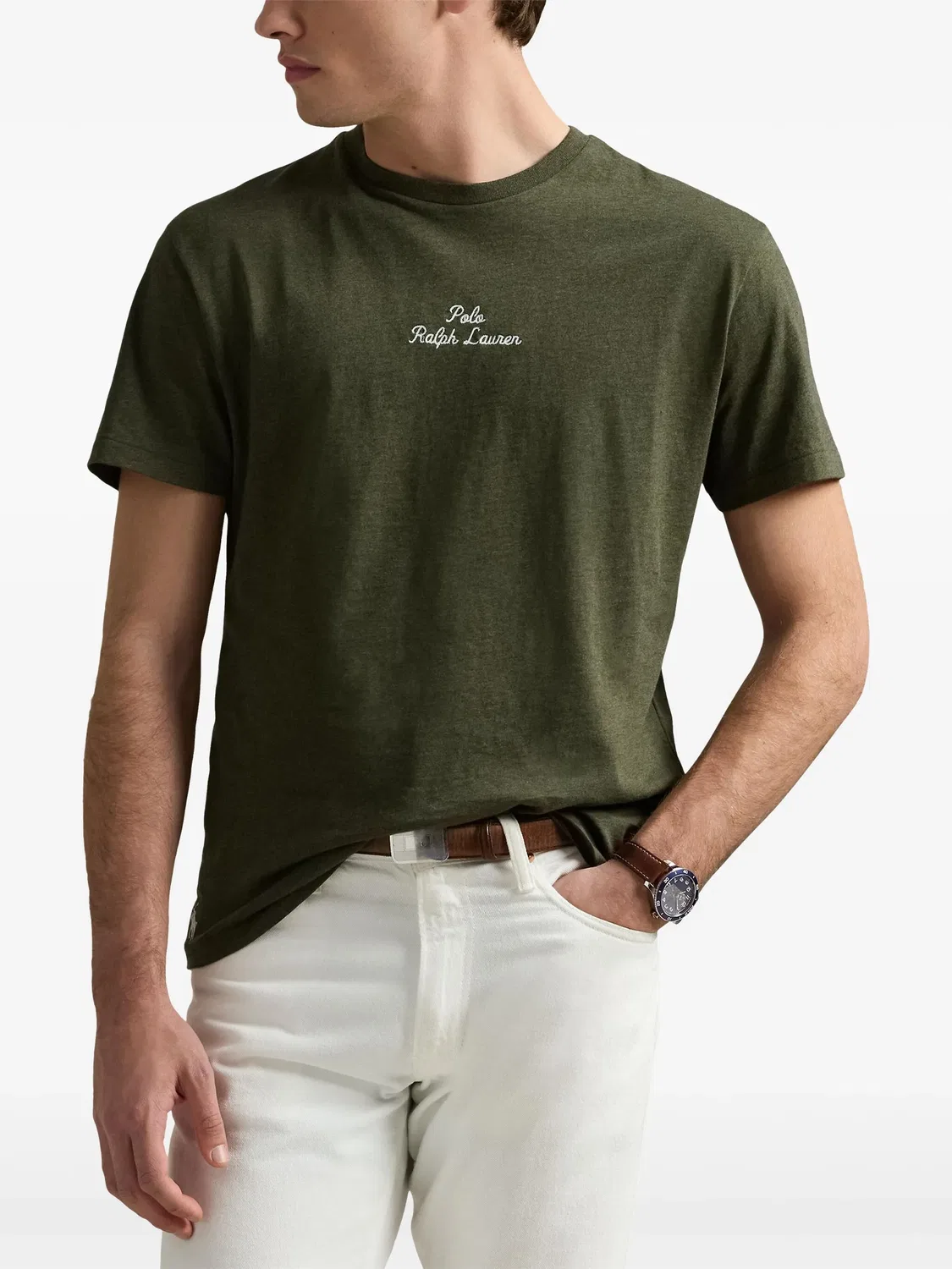 Polo Ralph Lauren Футболка с вышитым логотипом, зеленая — фото 3