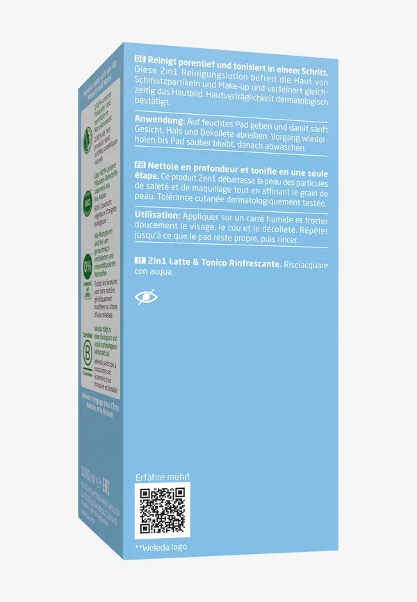 Тоник для лица, для всех типов кожи, 2In1 refreshing cleansing - toner Weleda 100 мл — фото 4