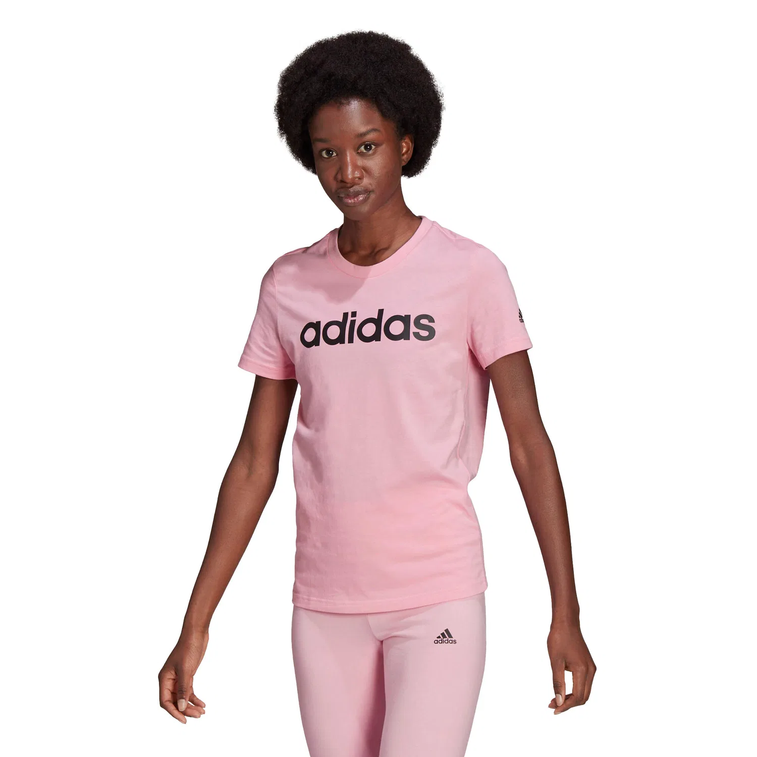 Женская хлопковая футболка Loungewear Essentials Slim Logo Adidas, Rosa