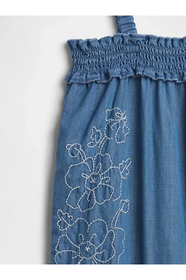 Детский комбинезон для девочек с принтом Smocked Jumpsuit Gap, Blue-001 — фото 2