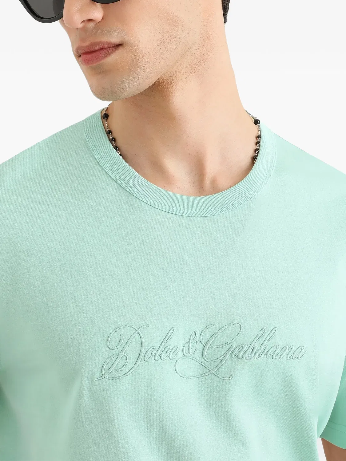 Футболка хлопковая зеленая Dolce & Gabbana, зеленый — фото 2
