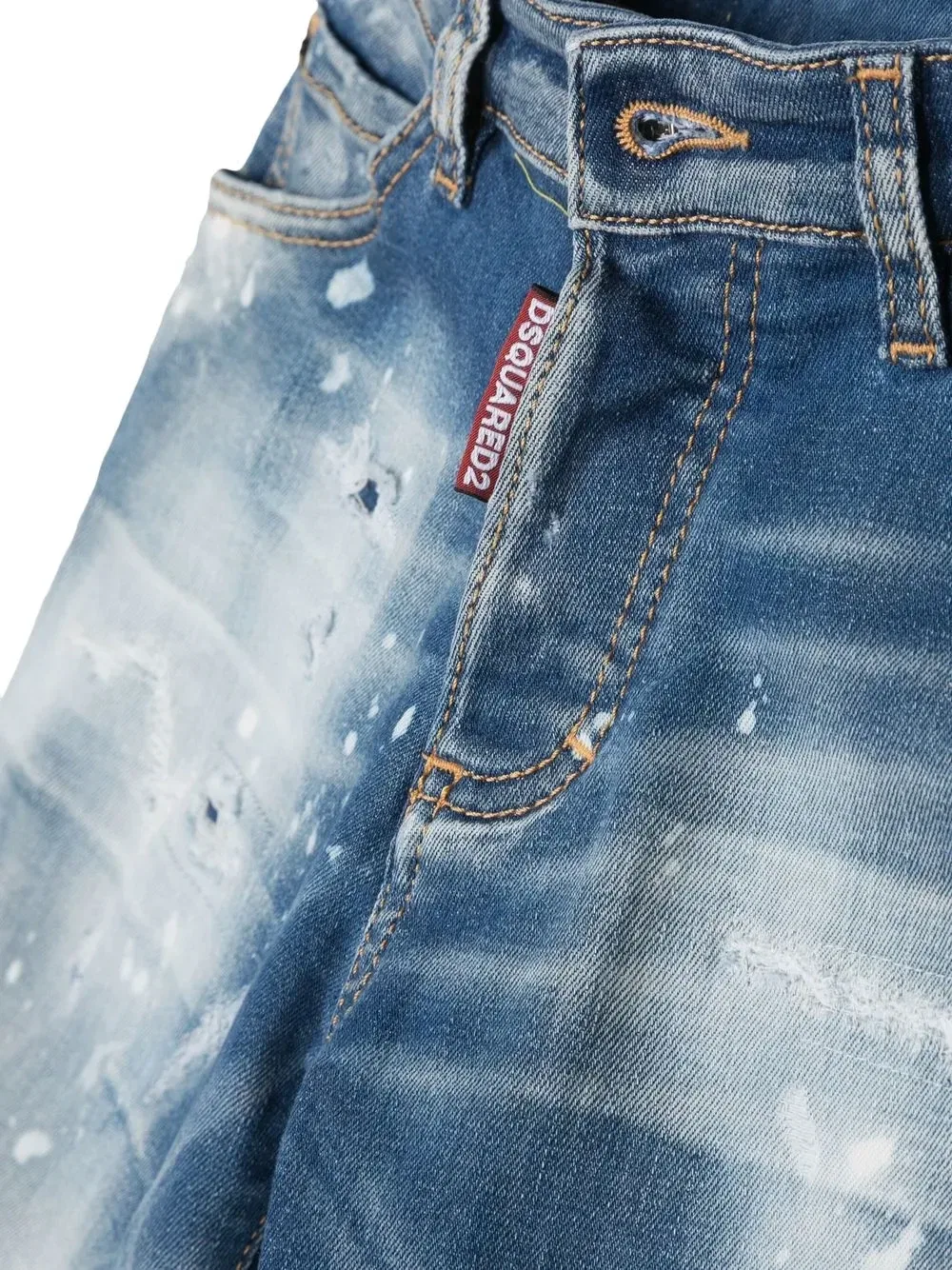 Джинсовые шорты с эффектом потертости Dsquared2 Kids, синий — фото 3