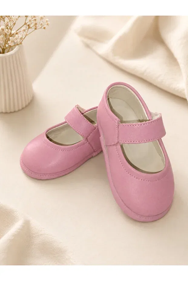 Детские пинетки для девочек кожаные Basics My Baby Kumsal, Pink — фото 3